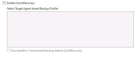QuickRecovery Settings